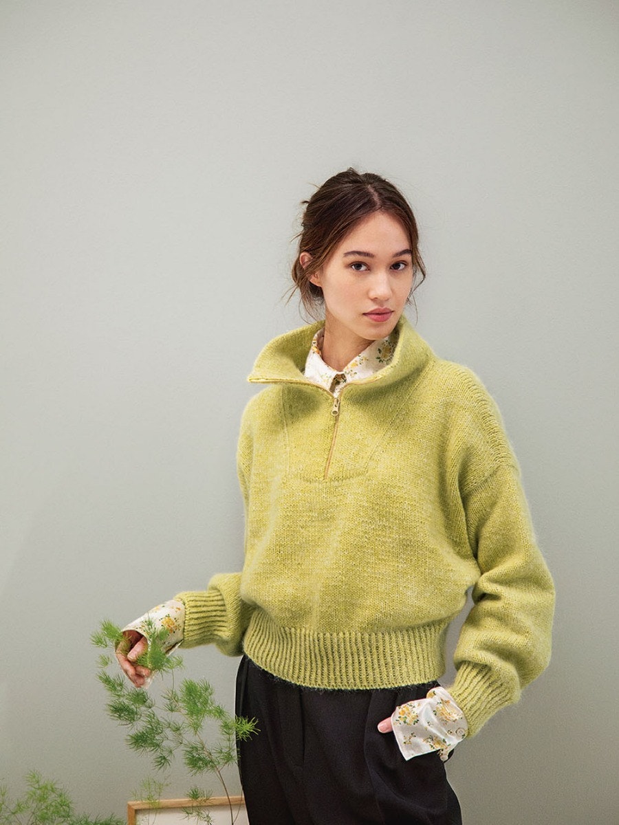 Knit sweater with zipper sales